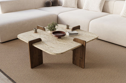 Τραπεζάκι Σαλονιού Travertine - Καρυδί 90 x 90 x 35 εκ GR116SAM1503