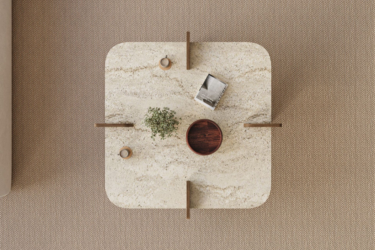Τραπεζάκι Σαλονιού Travertine - Καρυδί 90 x 90 x 35 εκ GR116SAM1503