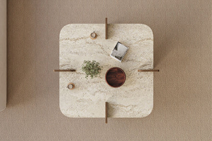 Τραπεζάκι Σαλονιού Travertine - Καρυδί 90 x 90 x 35 εκ GR116SAM1503
