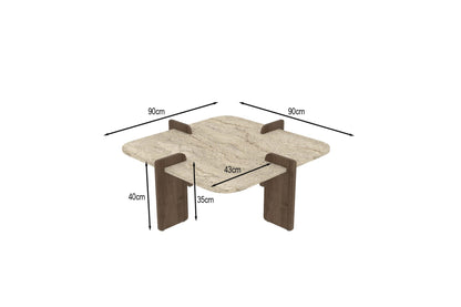 Τραπεζάκι Σαλονιού Travertine - Καρυδί 90 x 90 x 35 εκ GR116SAM1503