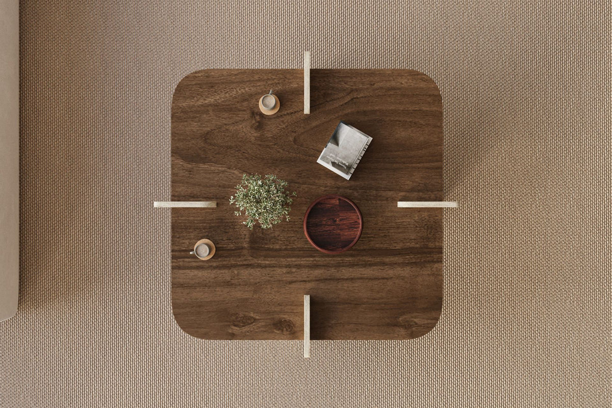 Τραπεζάκι Σαλονιού Καρυδί - Travertine 90 x 90 x 35 εκ GR116SAM1504