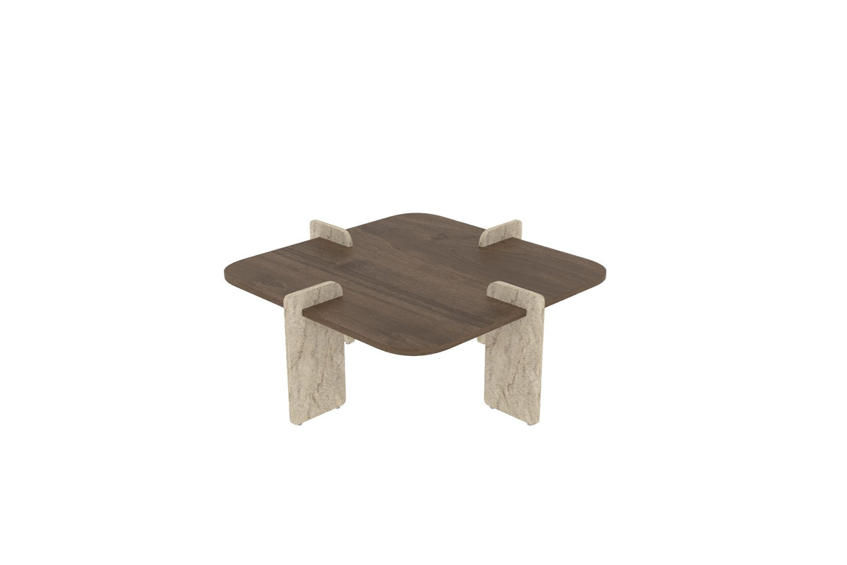Τραπεζάκι Σαλονιού Καρυδί - Travertine 90 x 90 x 35 εκ GR116SAM1504