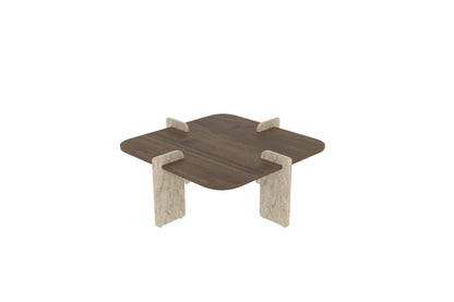 Τραπεζάκι Σαλονιού Καρυδί - Travertine 90 x 90 x 35 εκ GR116SAM1504