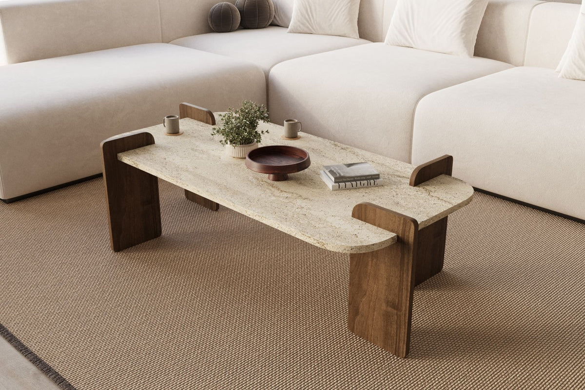 Τραπεζάκι Σαλονιού Travertine - Καρυδί 120 x 60 x 35 εκ GR116SAM1505
