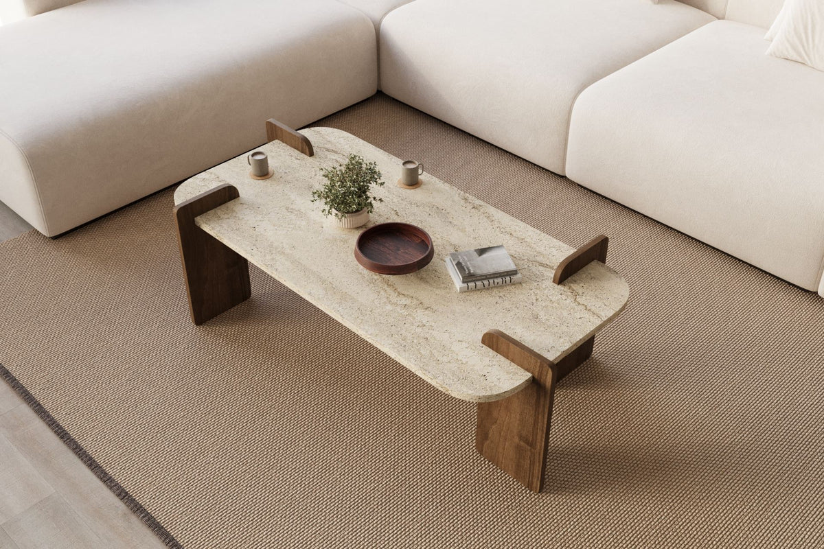 Τραπεζάκι Σαλονιού Travertine - Καρυδί 120 x 60 x 35 εκ GR116SAM1505