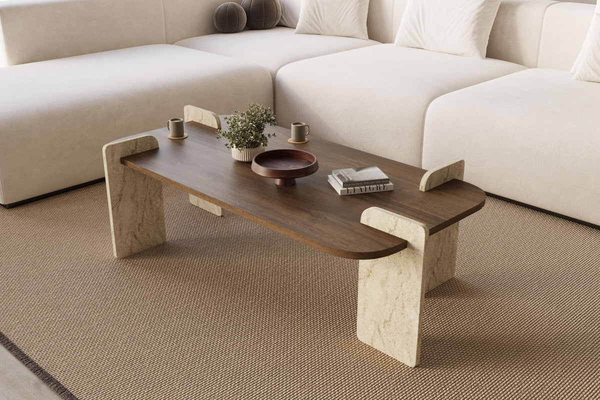 Τραπεζάκι Σαλονιού Καρυδί - Travertine 120 x 60 x 35 εκ GR116SAM1506