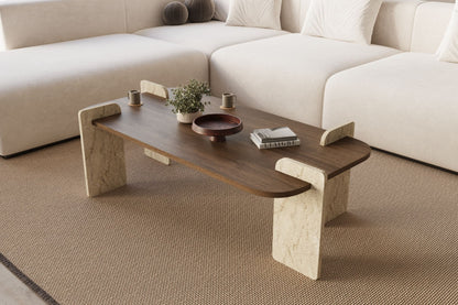 Τραπεζάκι Σαλονιού Καρυδί - Travertine 120 x 60 x 35 εκ GR116SAM1506