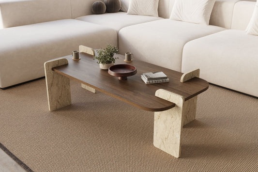 Τραπεζάκι Σαλονιού Καρυδί - Travertine 120 x 60 x 35 εκ GR116SAM1506
