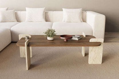Τραπεζάκι Σαλονιού Καρυδί - Travertine 120 x 60 x 35 εκ GR116SAM1506
