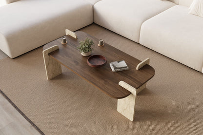 Τραπεζάκι Σαλονιού Καρυδί - Travertine 120 x 60 x 35 εκ GR116SAM1506