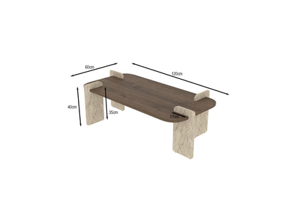 Τραπεζάκι Σαλονιού Καρυδί - Travertine 120 x 60 x 35 εκ GR116SAM1506