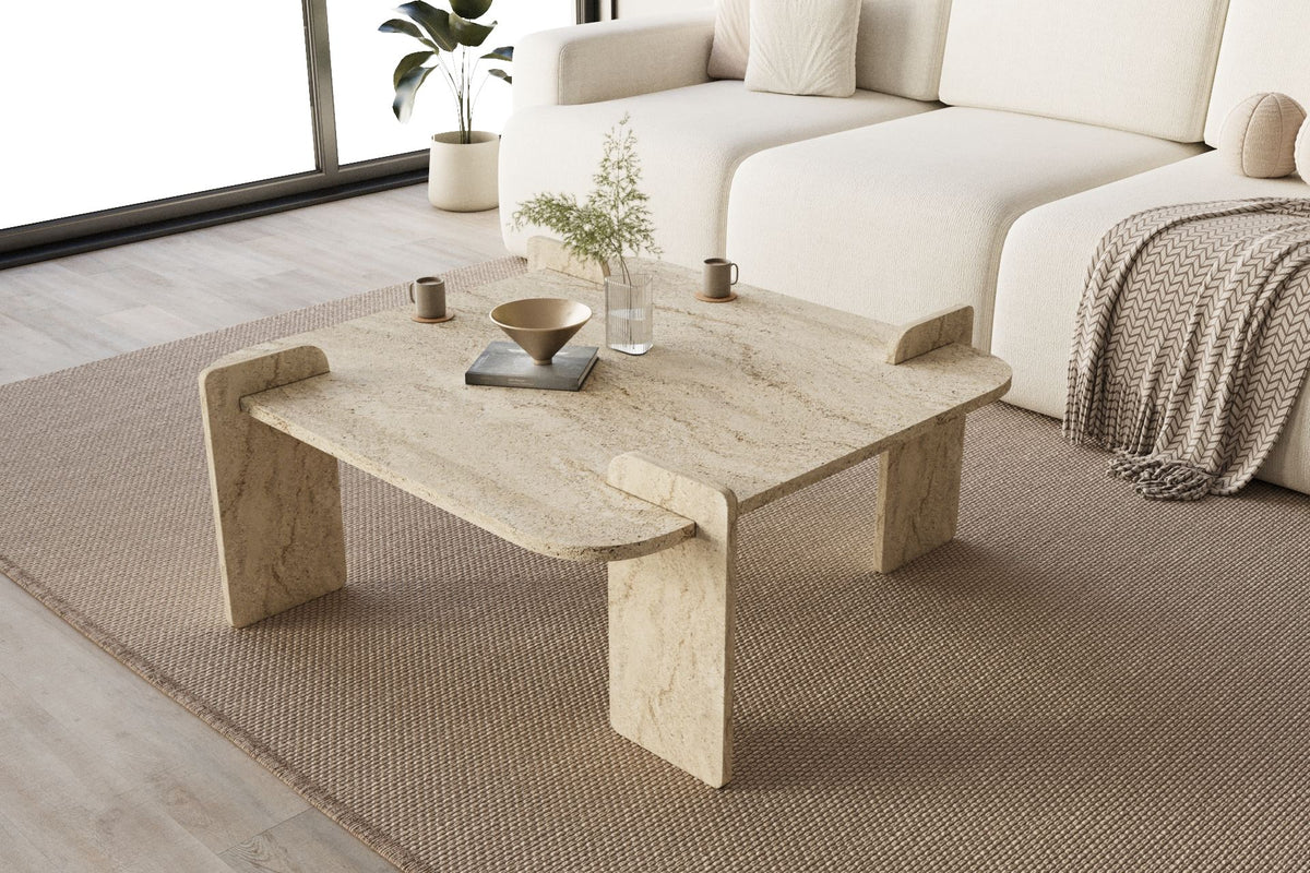 Τραπεζάκι Σαλονιού Travertine 90 x 90 x 35 εκ GR116SAM1507