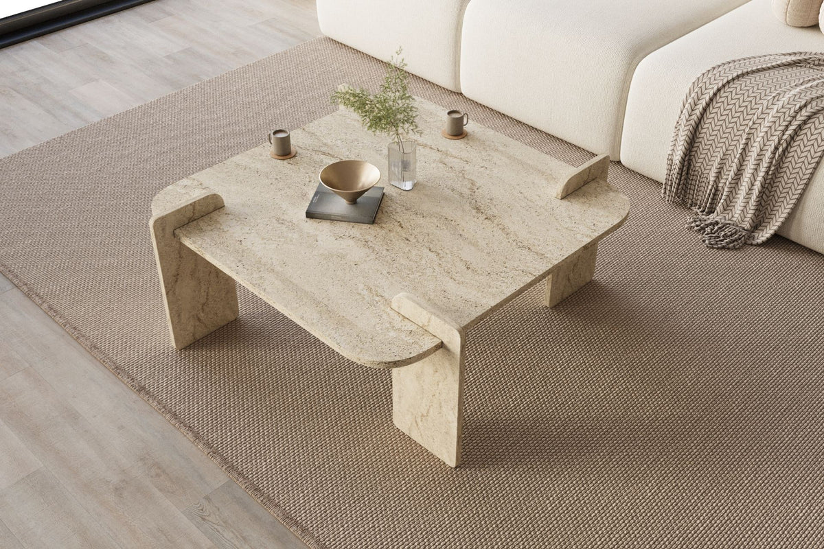 Τραπεζάκι Σαλονιού Travertine 90 x 90 x 35 εκ GR116SAM1507