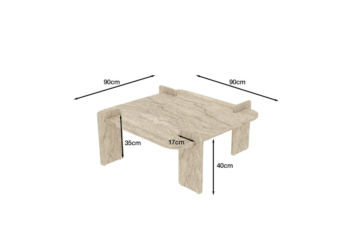 Τραπεζάκι Σαλονιού Travertine 90 x 90 x 35 εκ GR116SAM1507