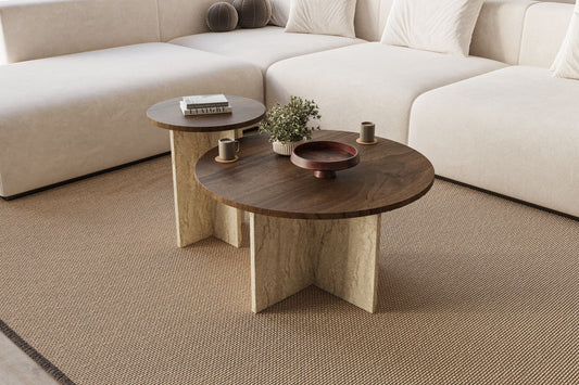 Τραπεζάκι Σαλονιού Set Καρυδί - Travertine 70 x 70 x 40 εκ GR116SAM1510