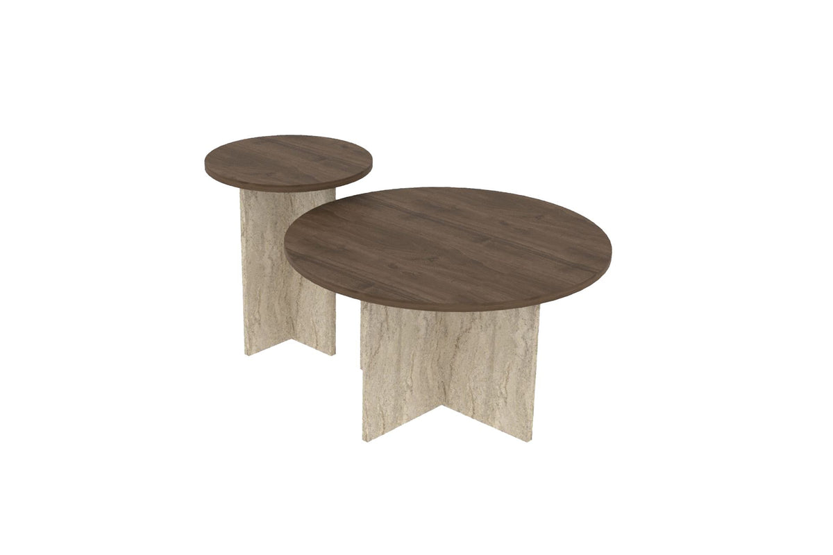 Τραπεζάκι Σαλονιού Set Καρυδί - Travertine 70 x 70 x 40 εκ GR116SAM1510