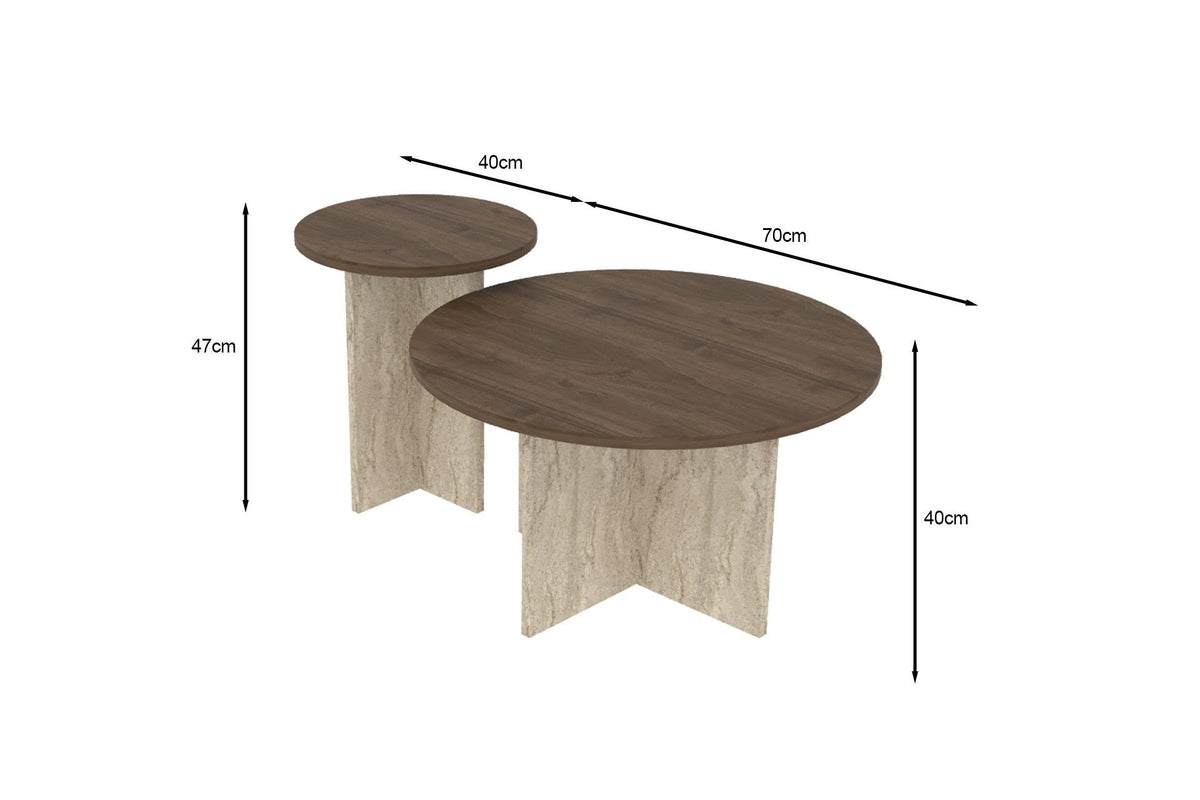 Τραπεζάκι Σαλονιού Set Καρυδί - Travertine 70 x 70 x 40 εκ GR116SAM1510