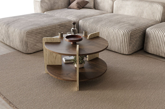 Τραπεζάκι Σαλονιού Καρυδί - Travertine 70 x 70 x 45 εκ GR116SAM1512