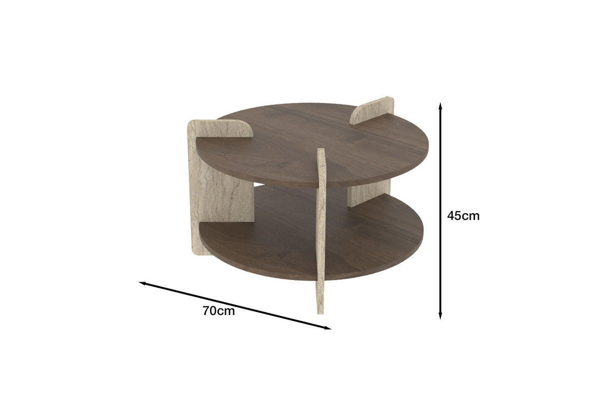 Τραπεζάκι Σαλονιού Καρυδί - Travertine 70 x 70 x 45 εκ GR116SAM1512