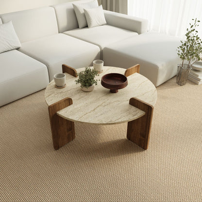 Τραπεζάκι Σαλονιού Travertine - Καρυδί 90 x 90 x 35 εκ GR116SAM1515
