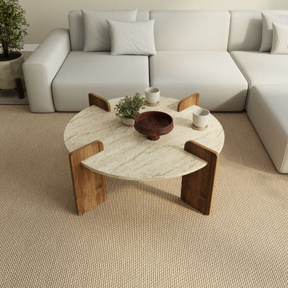 Τραπεζάκι Σαλονιού Travertine - Καρυδί 90 x 90 x 35 εκ GR116SAM1515