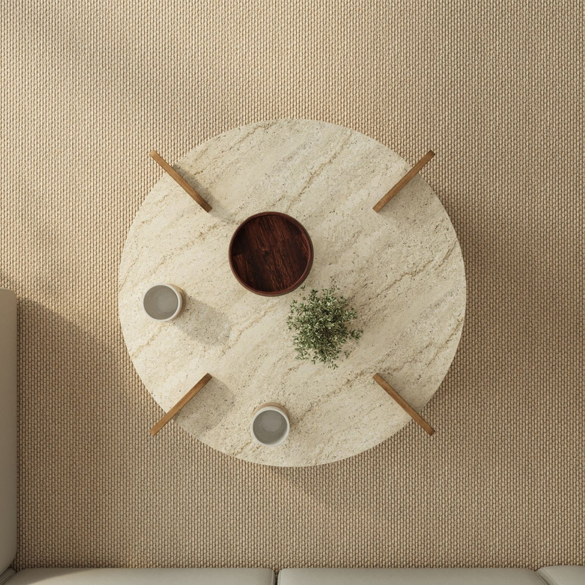 Τραπεζάκι Σαλονιού Travertine - Καρυδί 90 x 90 x 35 εκ GR116SAM1515