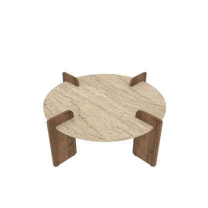 Τραπεζάκι Σαλονιού Travertine - Καρυδί 90 x 90 x 35 εκ GR116SAM1515