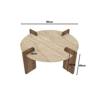 Τραπεζάκι Σαλονιού Travertine - Καρυδί 90 x 90 x 35 εκ GR116SAM1515