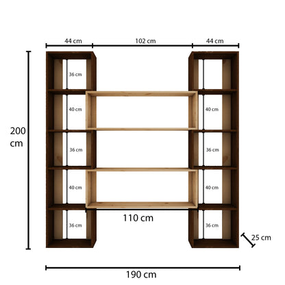 Βιβλιοθήκη 114 × 25 × 200 εκ. Καρυδί GR120PLT1270