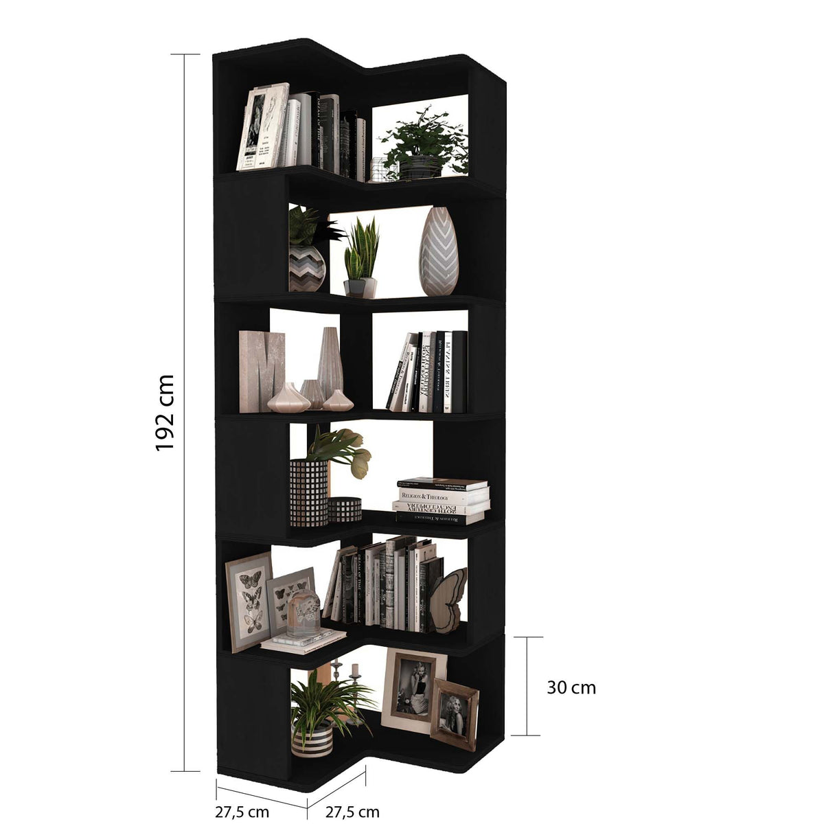 Βιβλιοθήκη 55 × 27 × 192 εκ. Μαύρο GR120PLT1503