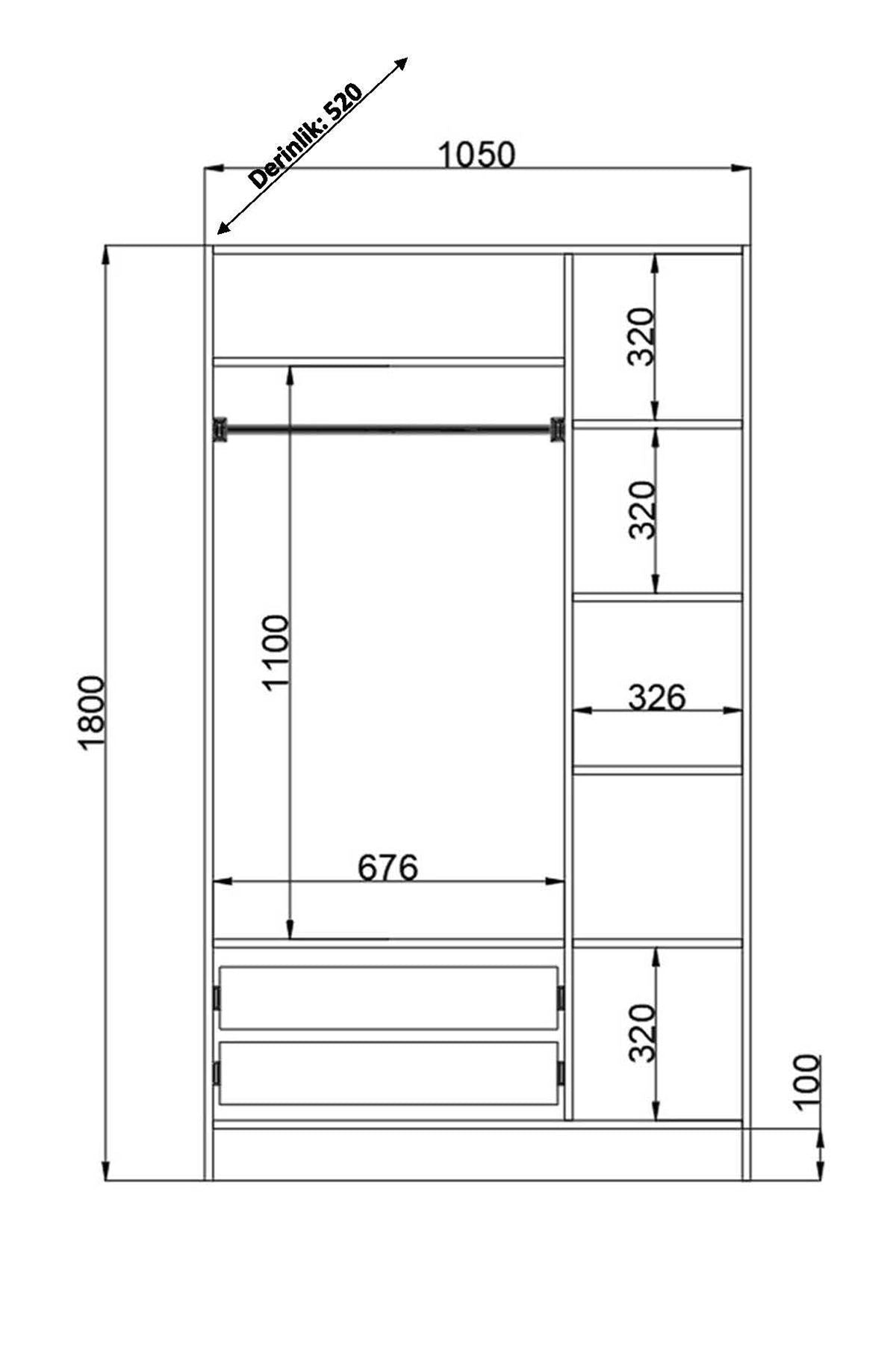 Ντουλάπα 105x180x52 εκ Ματ Λευκό 167RAB1120