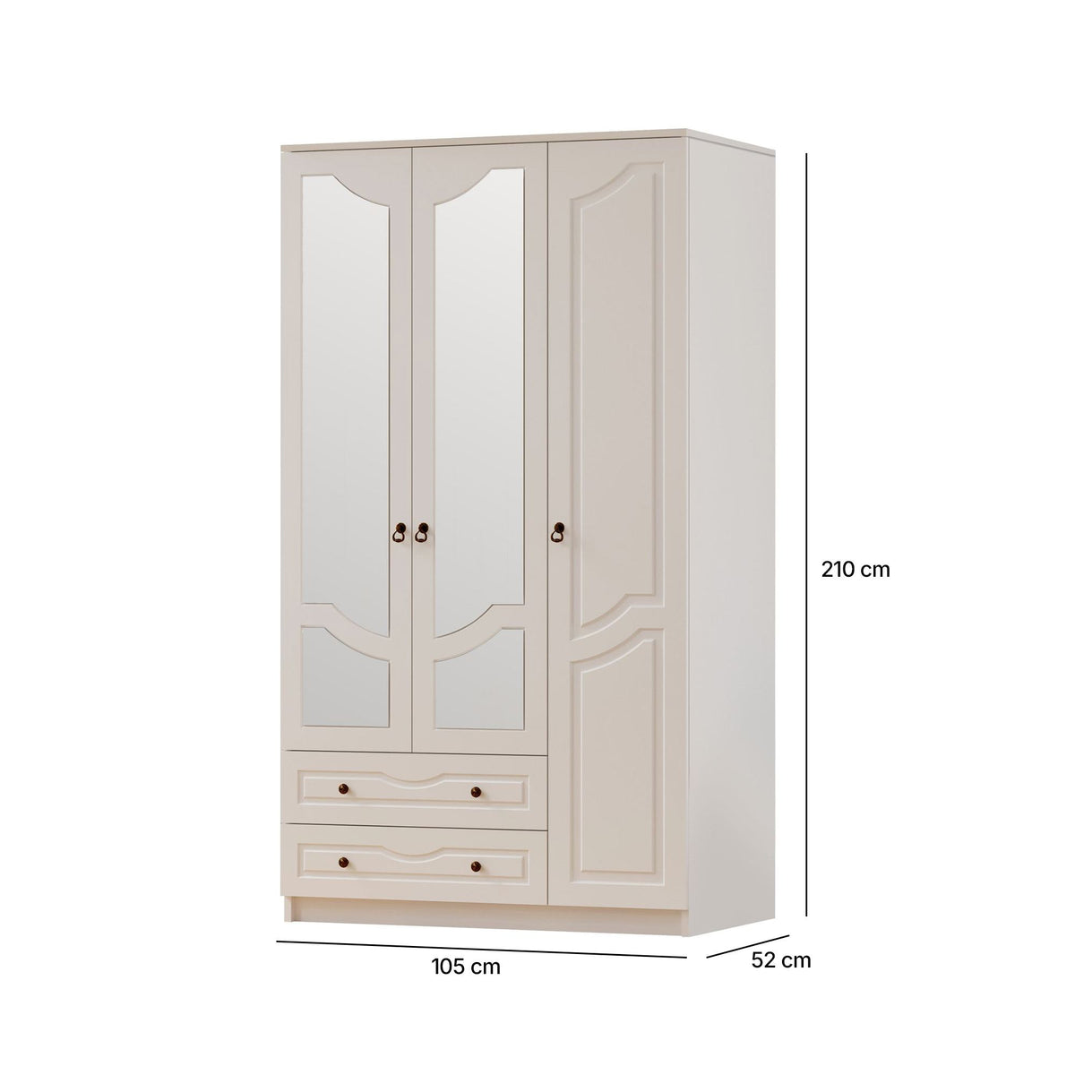 Ντουλάπα 105x210x52 εκ Ματ Λευκό 167RAB1121