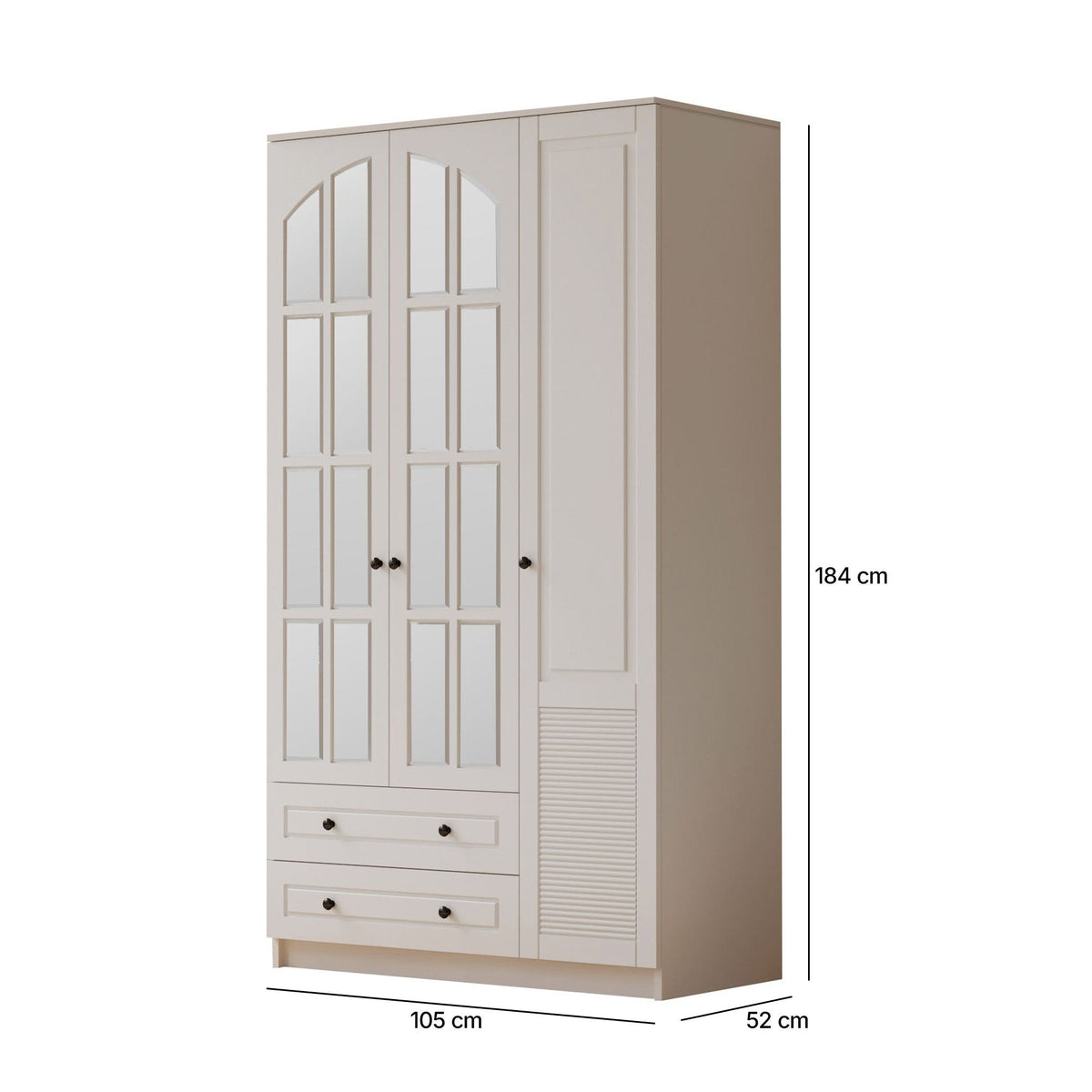 Ντουλάπα 105x184x52 εκ Ματ Λευκό 167RAB1124