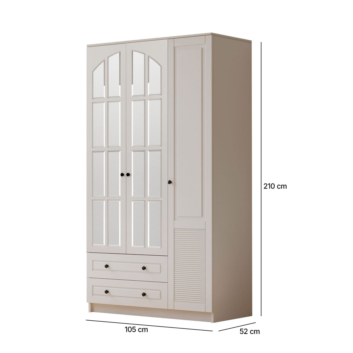 Ντουλάπα 105x210x52 εκ Ματ Λευκό 167RAB1125