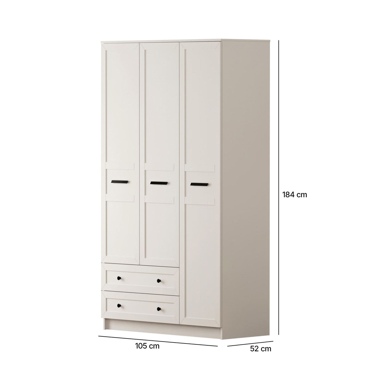 Ντουλάπα 105x184x52 εκ Ματ Λευκό 167RAB1134