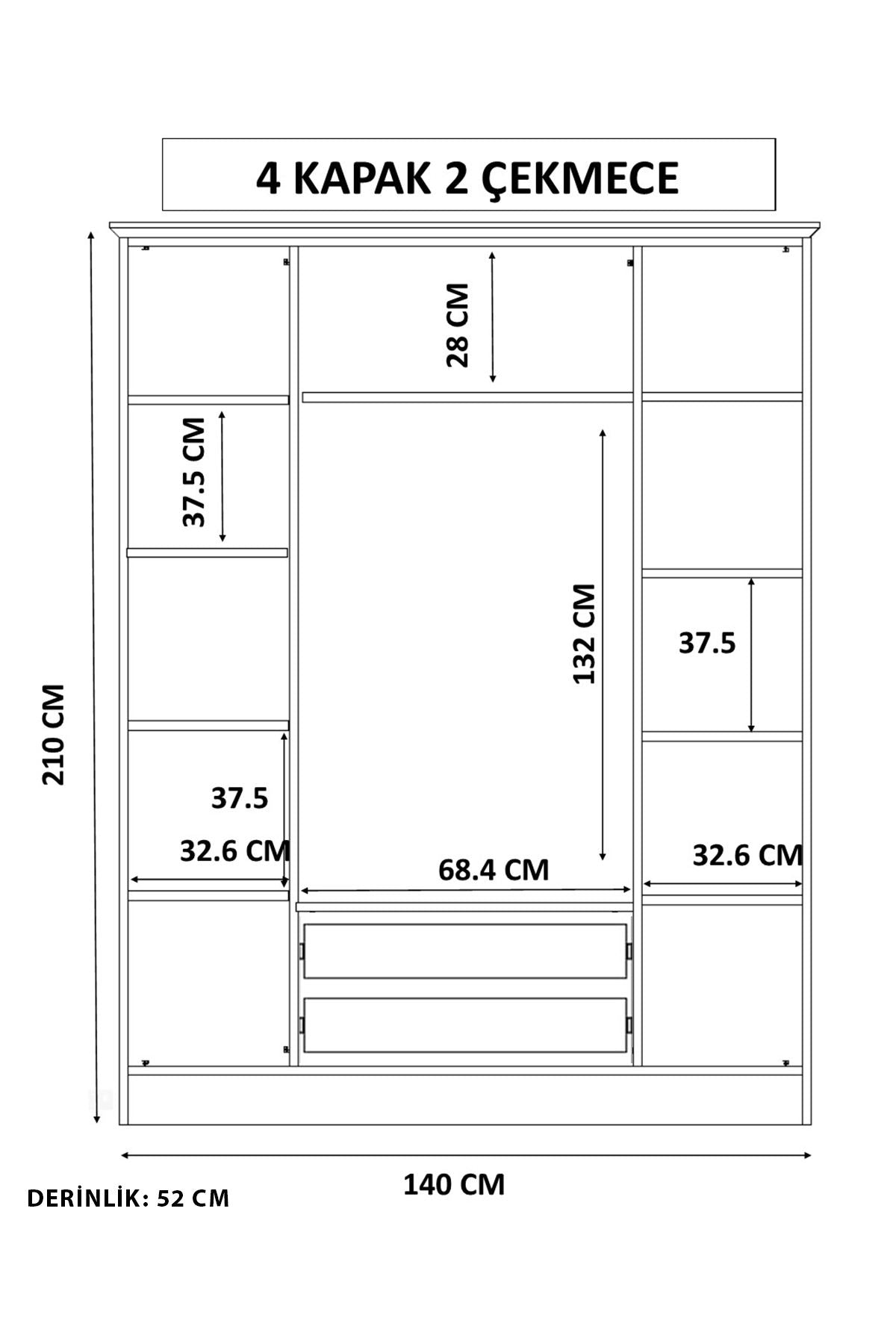 Ντουλάπα 140x210x52 εκ Ματ Λευκό 167RAB1143