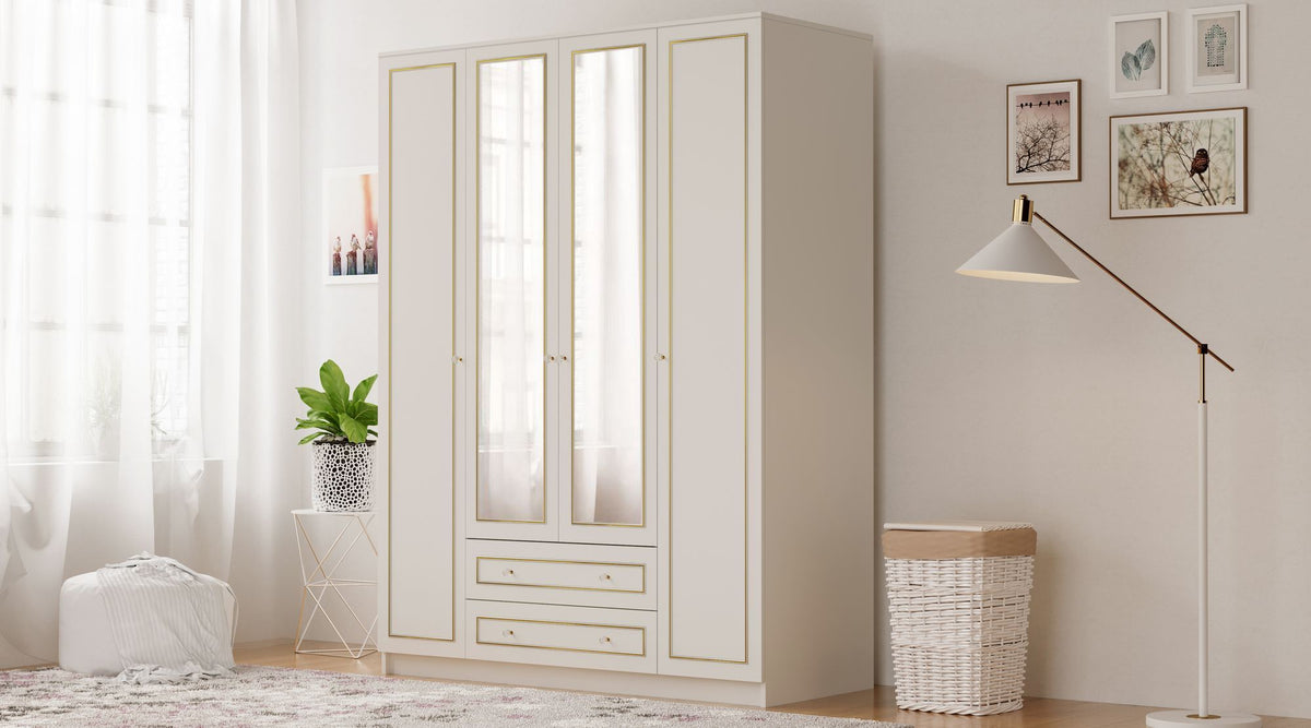 Ντουλάπα 140x210x52 εκ Ματ Λευκό 167RAB1154