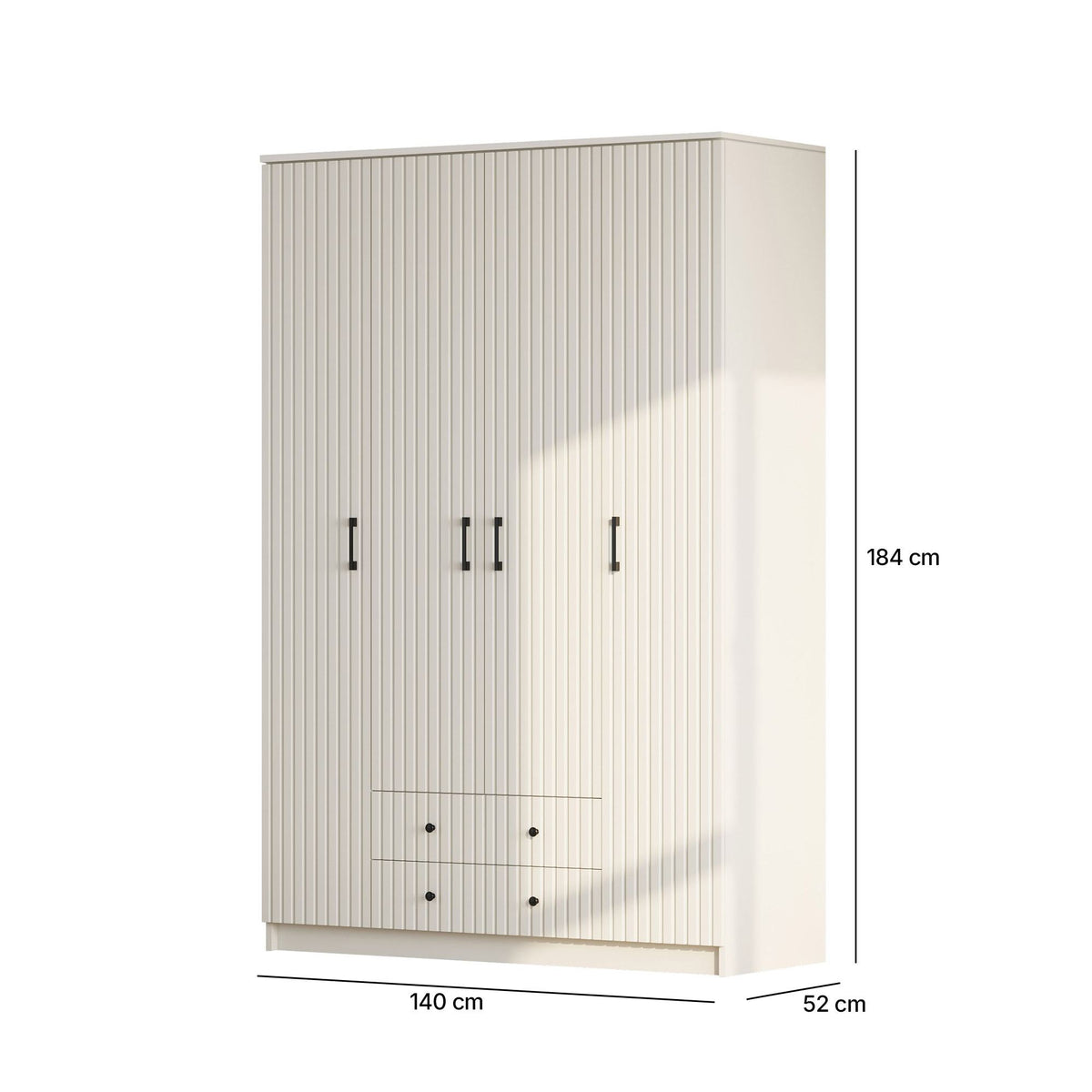 Ντουλάπα 140x184x52 εκ Ματ Λευκό 167RAB1158