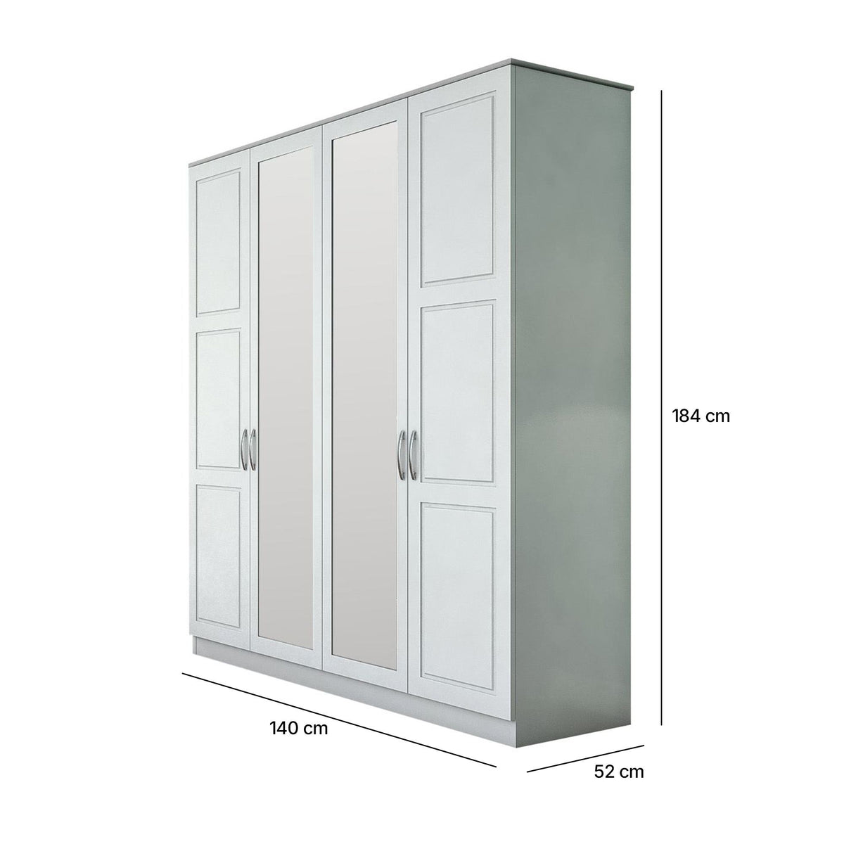 Ντουλάπα 140x184x52 εκ Ματ Λευκό 167RAB1167