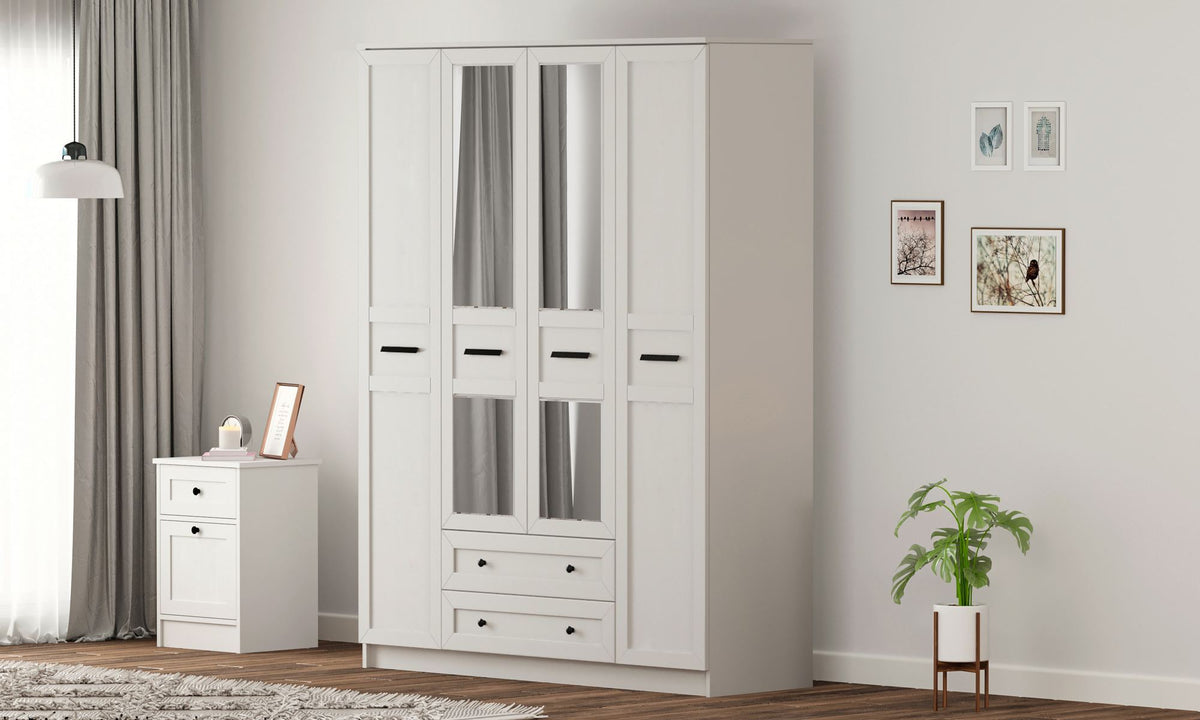 Ντουλάπα 140x210x52 εκ Ματ Λευκό 167RAB1169