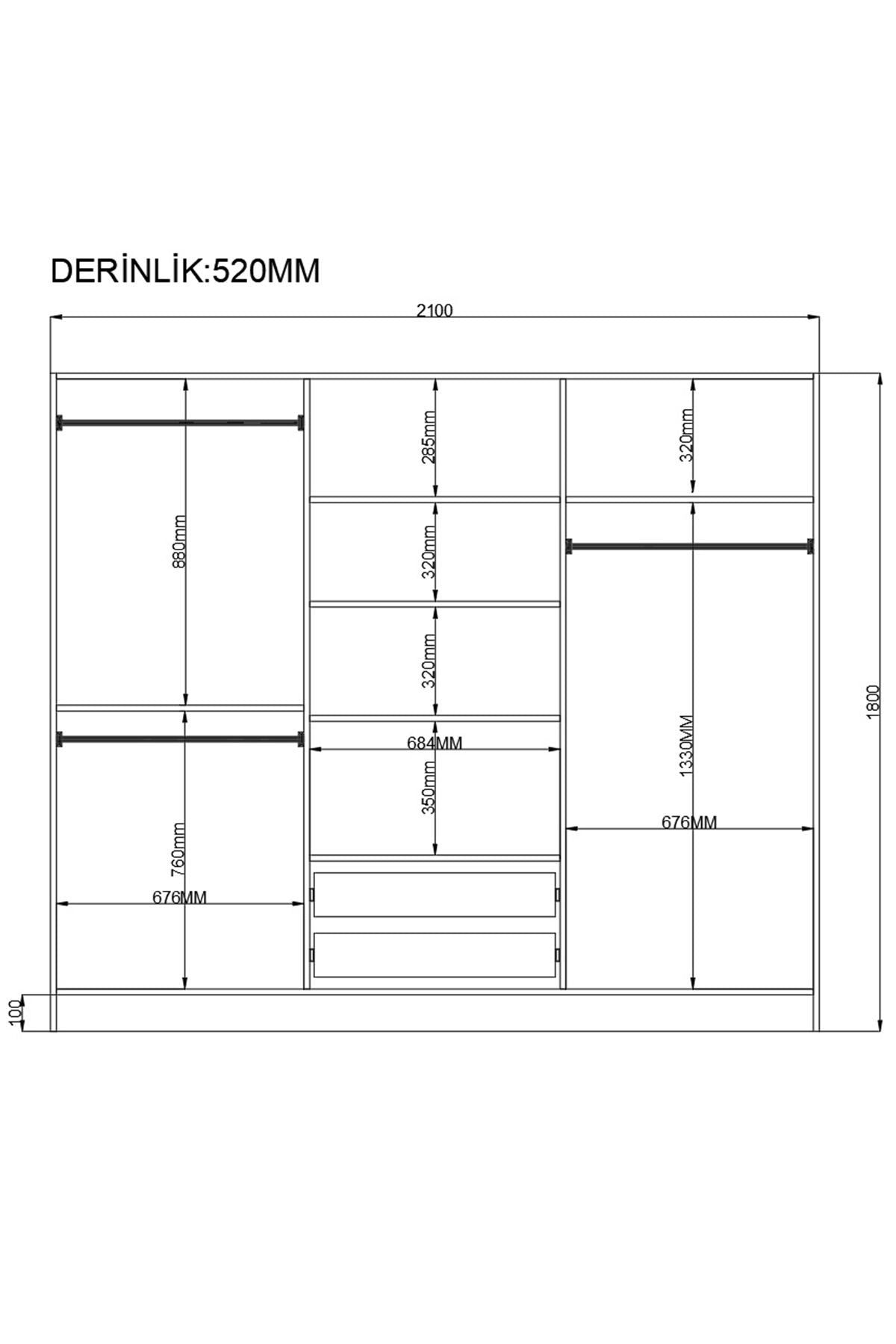 Ντουλάπα 210x180x52 εκ Ματ Λευκό 167RAB1175