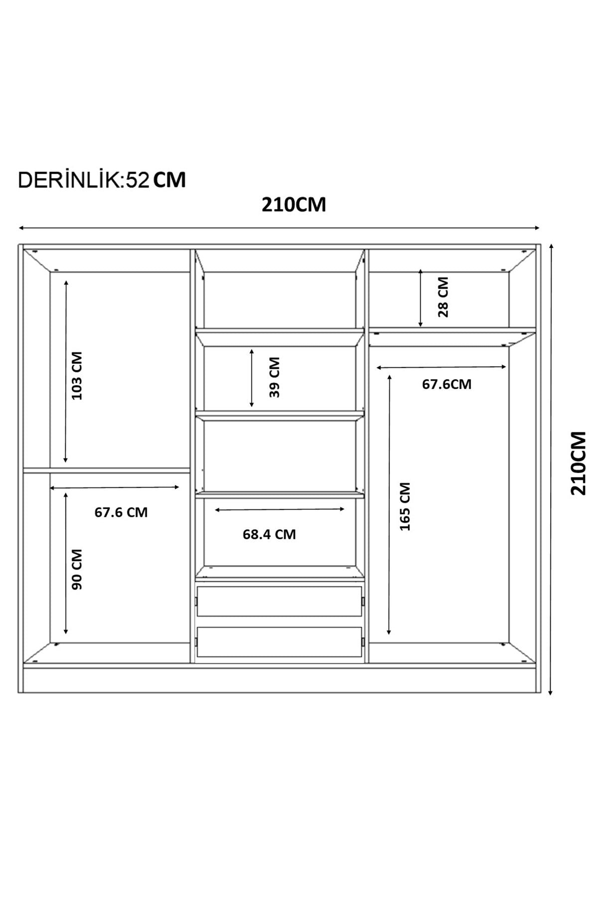 Ντουλάπα 210x210x52 εκ Ματ Λευκό 167RAB1181