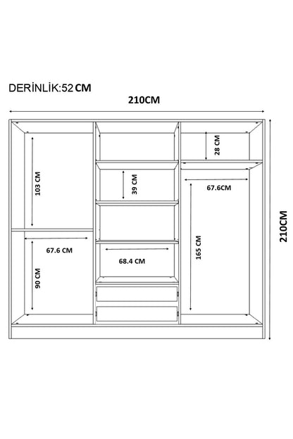 Ντουλάπα 210x210x52 εκ Ματ Λευκό 167RAB1191