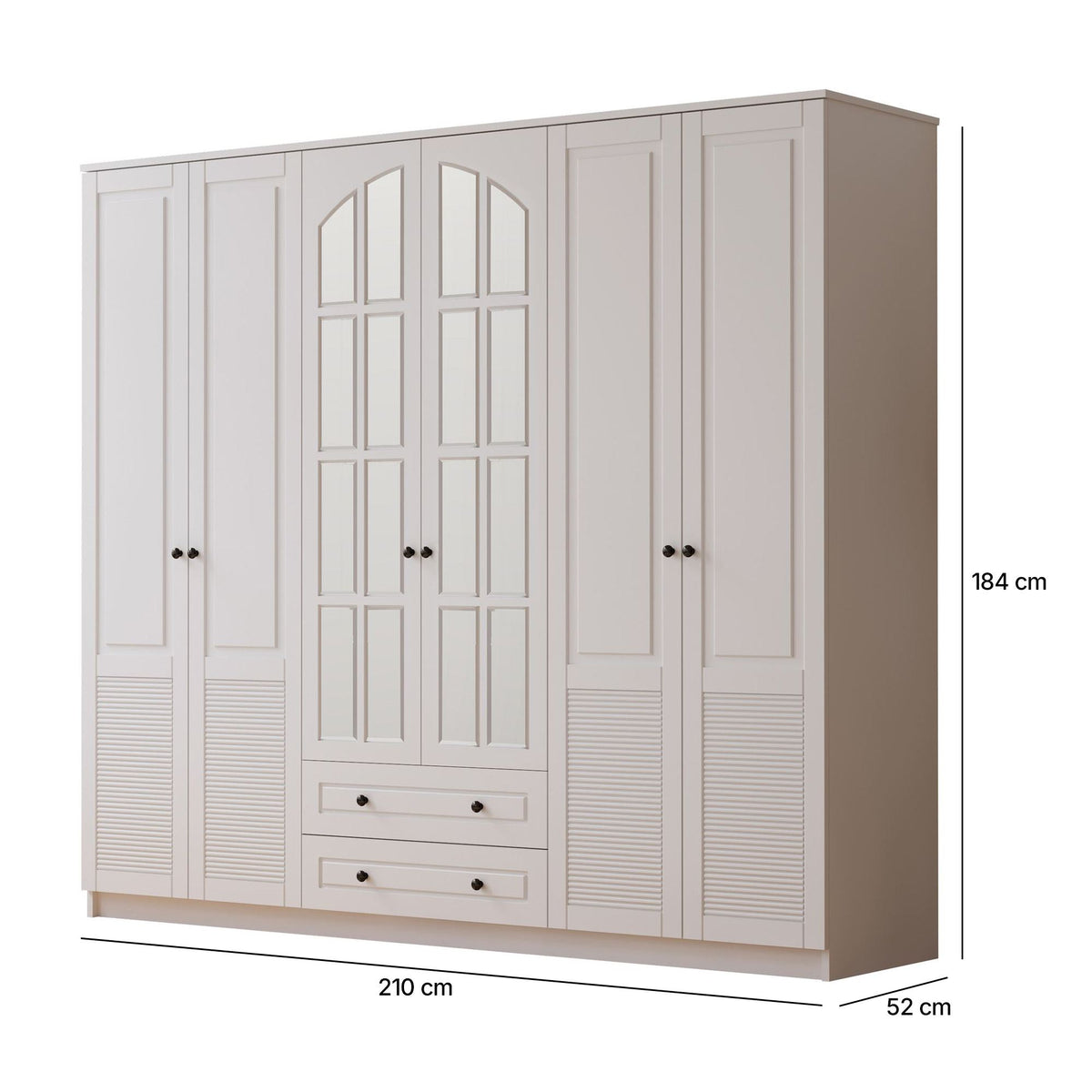 Ντουλάπα 210x184x52 εκ Ματ Λευκό 167RAB1193