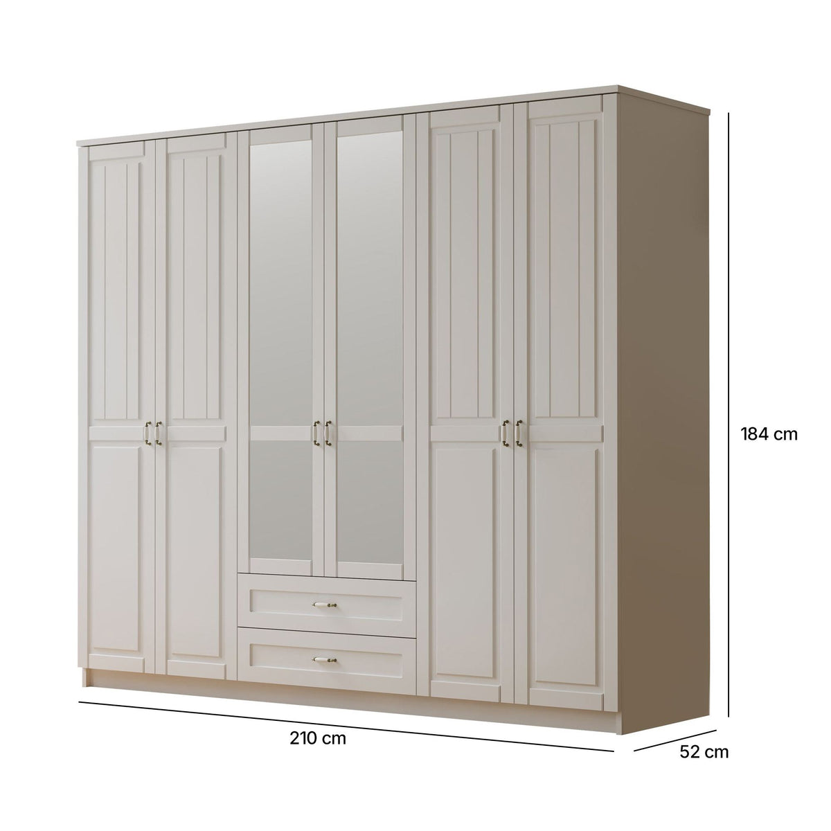 Ντουλάπα 210x184x52 εκ Ματ Λευκό 167RAB1195