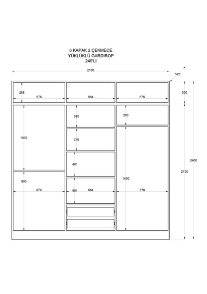 Ντουλάπα 210x240x52 εκ Ματ Λευκό 167RAB1211