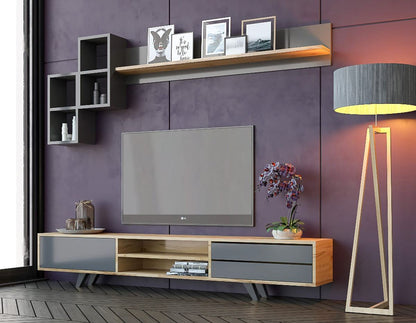 Έπιπλο Τηλεόρασης TV Βάση Σύνθεση Ανθρακί Δρυς | 167RAB1901