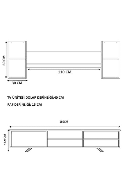 Έπιπλο Τηλεόρασης TV Βάση Σύνθεση Λευκό Δρυς | 167RAB1903