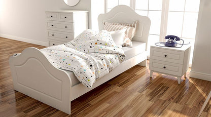 Μονό Κρεβάτι 90x190 cm με Κεφαλάρι MDF σε Ματ Λευκό Χρώμα – Σύγχρονος Σχεδιασμός & Ανθεκτική Κατασκευή | 167RAB2101