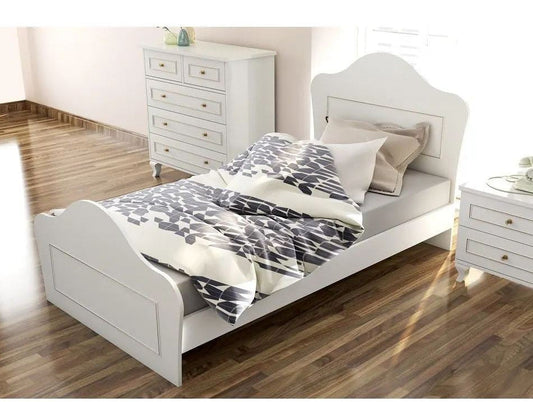 Μονό Κρεβάτι 90x190 cm με Κεφαλάρι MDF σε Ματ Λευκό Χρώμα – Σύγχρονος Σχεδιασμός & Ανθεκτική Κατασκευή | 167RAB2102
